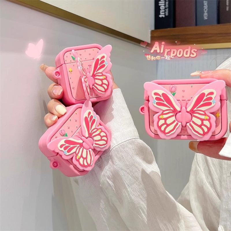 Airpods 3D Pink Butterfly Case