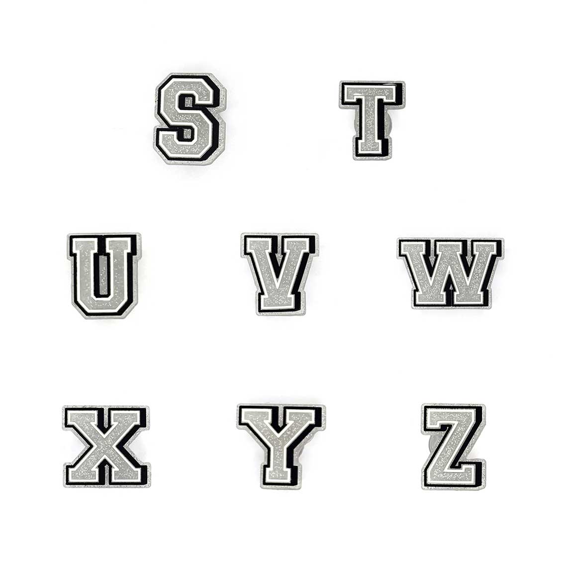 Silver Glitter Letters 3 Pin