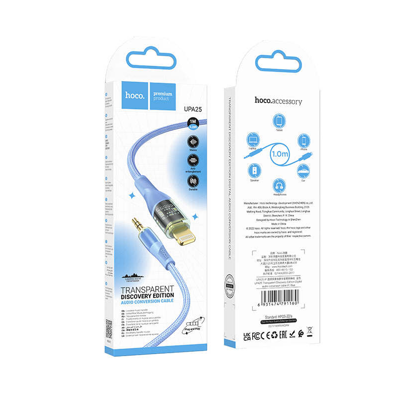 HOCO AUX to iPhone Transparent Discovery Edition Digital audio conversion cable