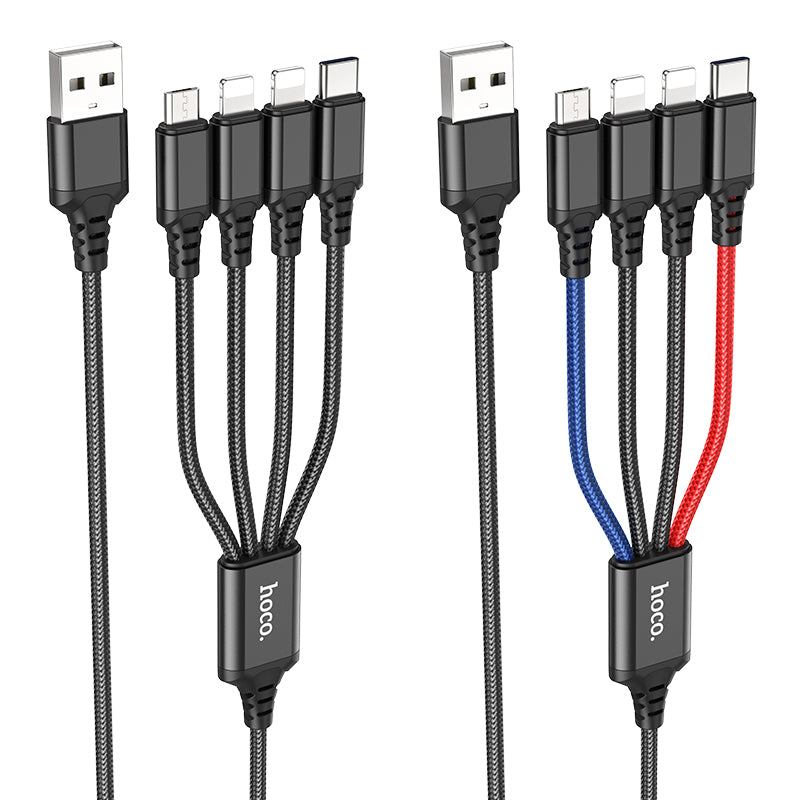 HOCO 4-in-1 Super charging cable(iP+iP+Type-C+Micro)