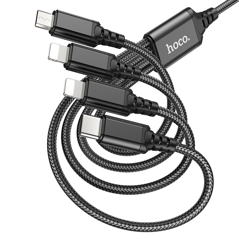 HOCO 4-in-1 Super charging cable(iP+iP+Type-C+Micro)