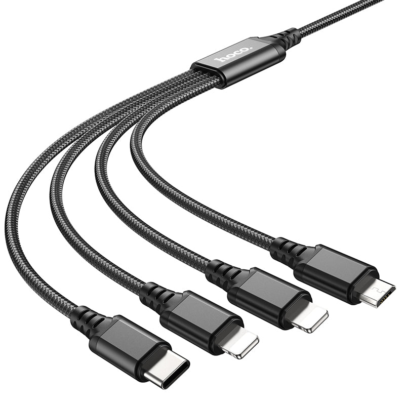 HOCO 4-in-1 Super charging cable(iP+iP+Type-C+Micro)
