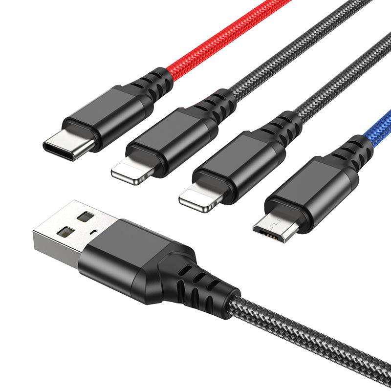 HOCO 4-in-1 Super charging cable(iP+iP+Type-C+Micro)