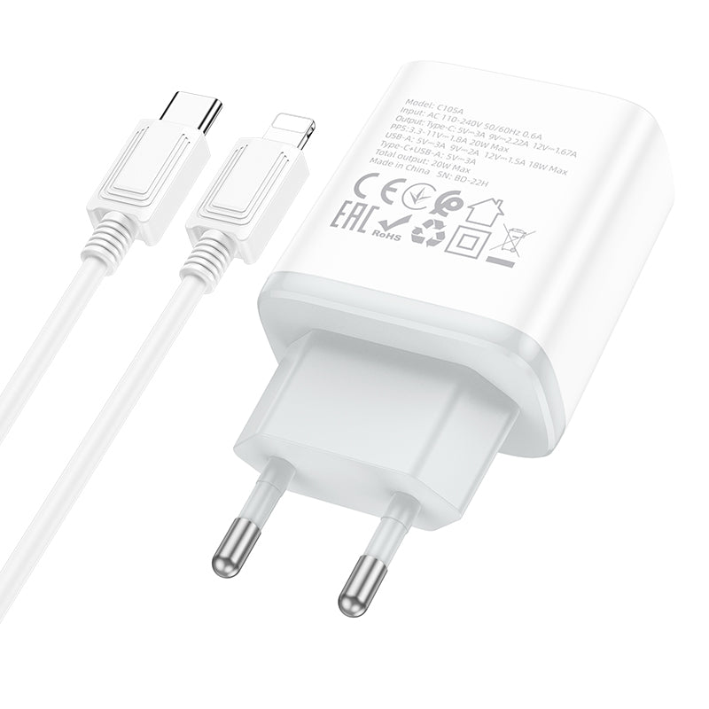 HOCO 20WATT Adapter  Stage dual port charger set
