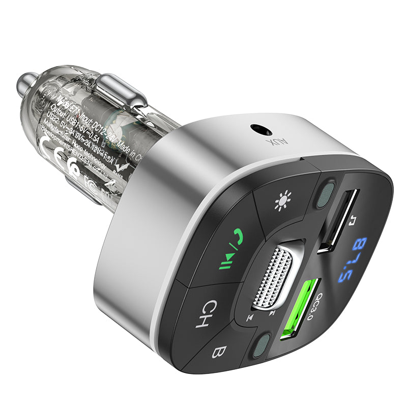 Crystal transparent discovery edition QC3.0 car BT FM transmitter