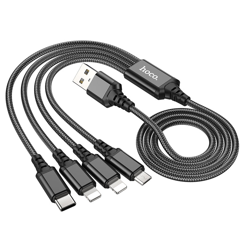 HOCO 4-in-1 Super charging cable(iP+iP+Type-C+Micro)