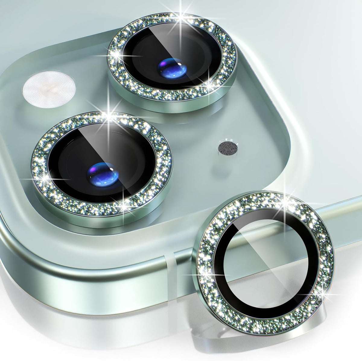 Green Glitter Ring Lens Protection