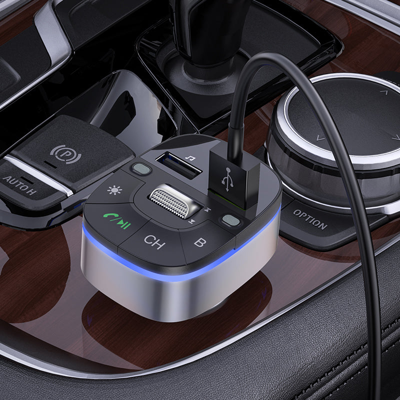 Crystal transparent discovery edition QC3.0 car BT FM transmitter