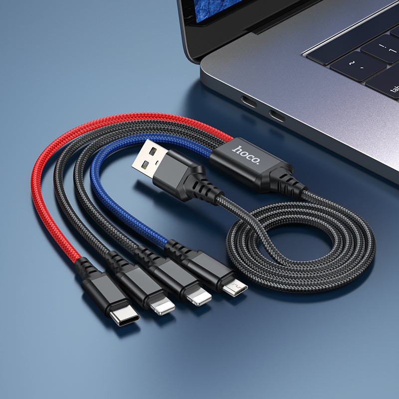 HOCO 4-in-1 Super charging cable(iP+iP+Type-C+Micro)