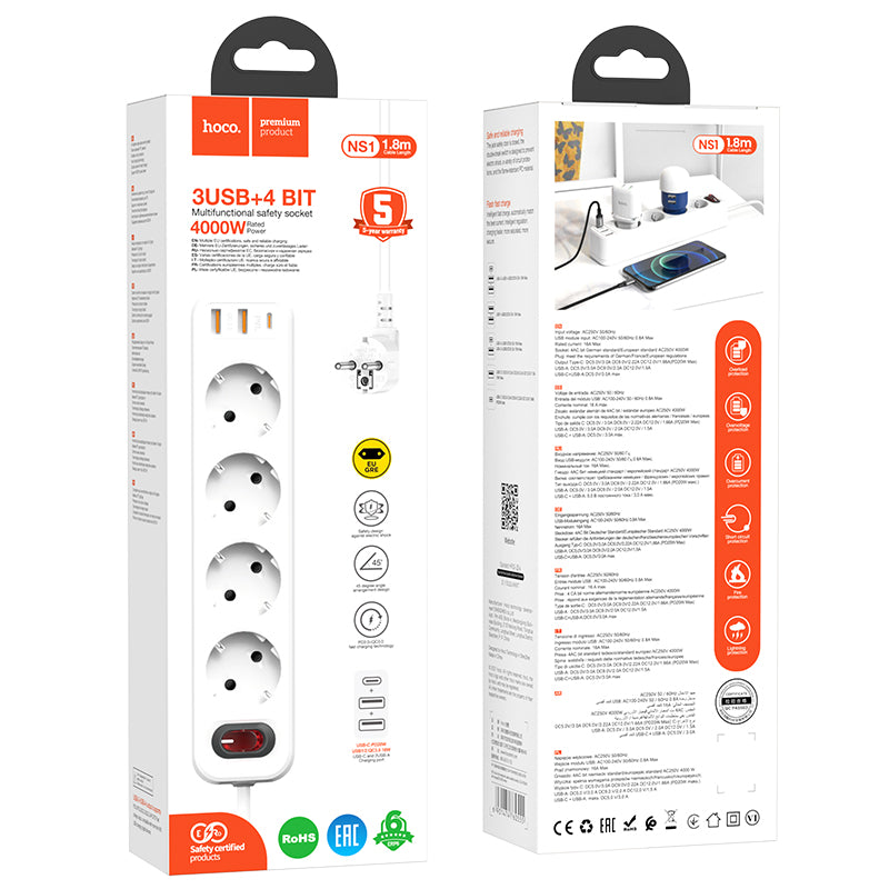 HOCO Aura 4-bit extension cable socket