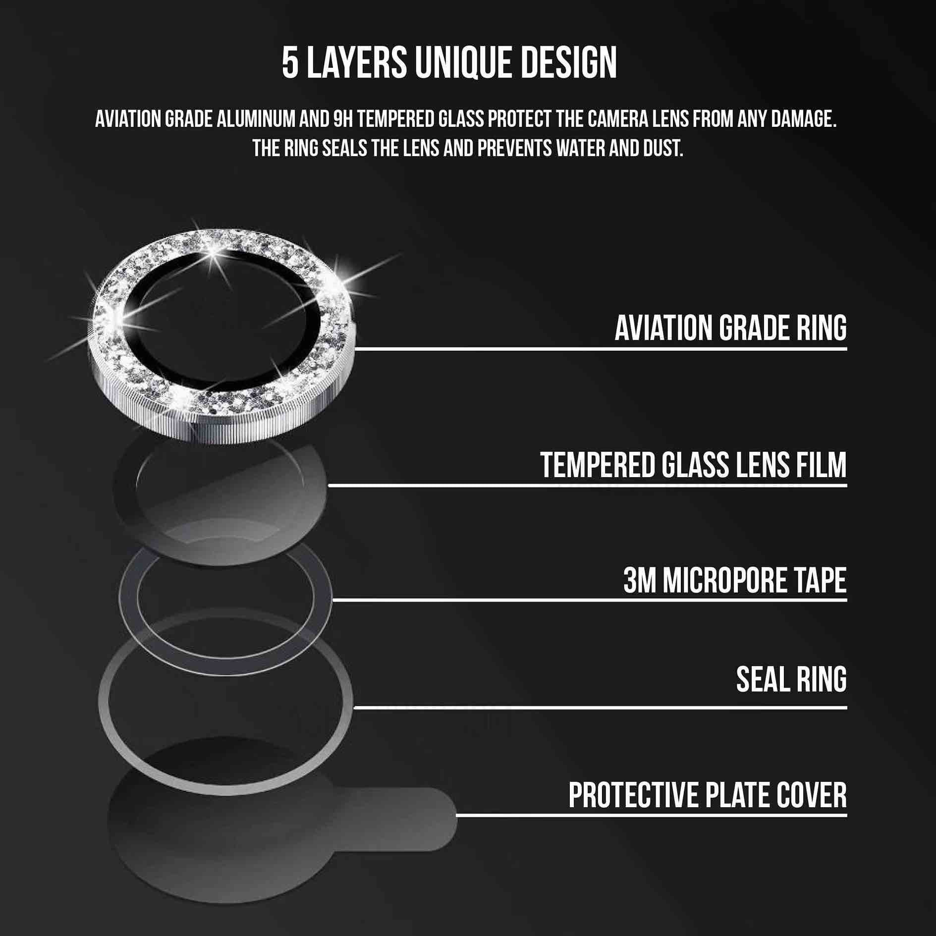 Natural Titanium Glitter Ring Lens Protection
