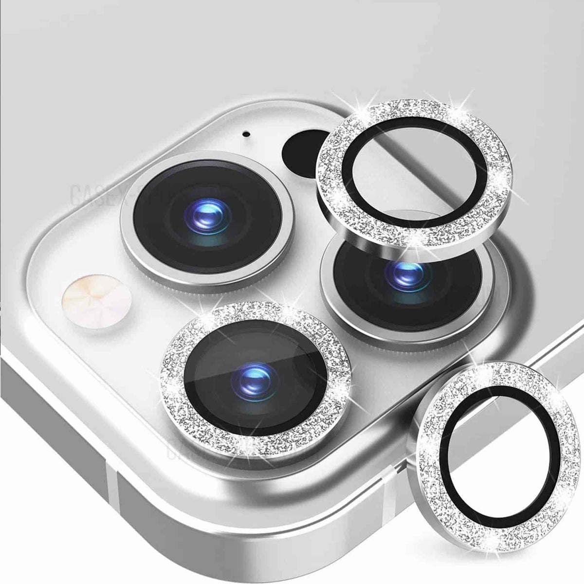 Silver Glitter Ring Lens Protection