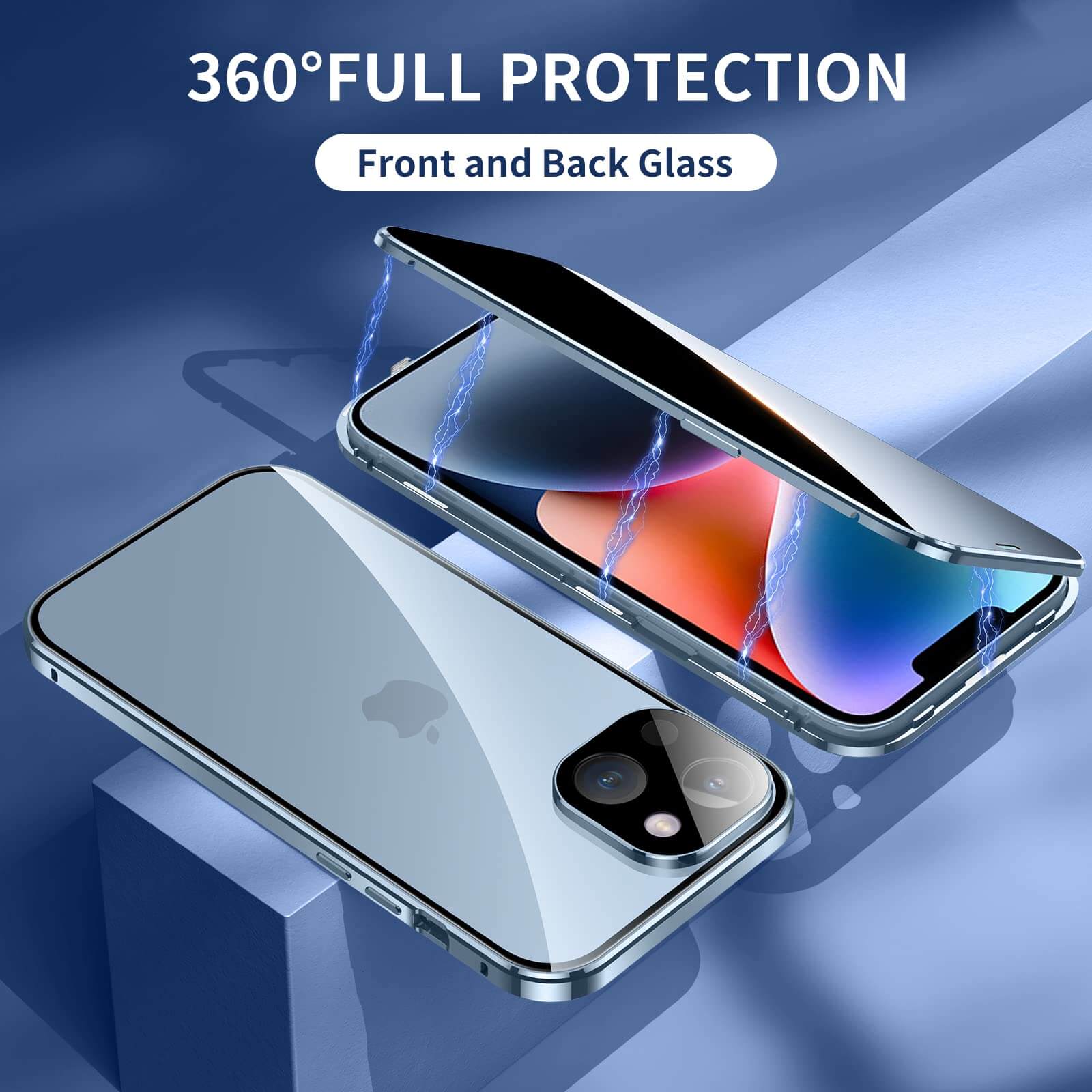 360° Front and back magnetic glass  case