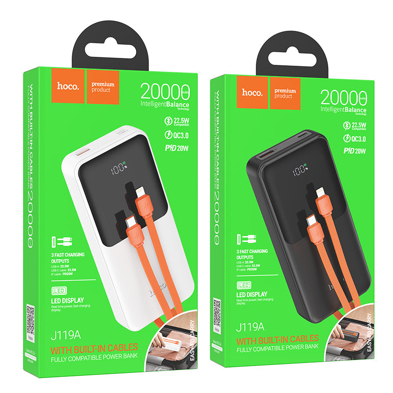 HOCO Sharp power bank with digital display and cable 20000mAh