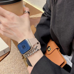 Chain And Leather Band For Apple Watch