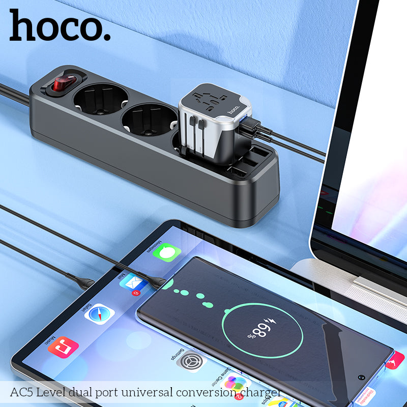 HOCO universal dual port conversion charger adapter