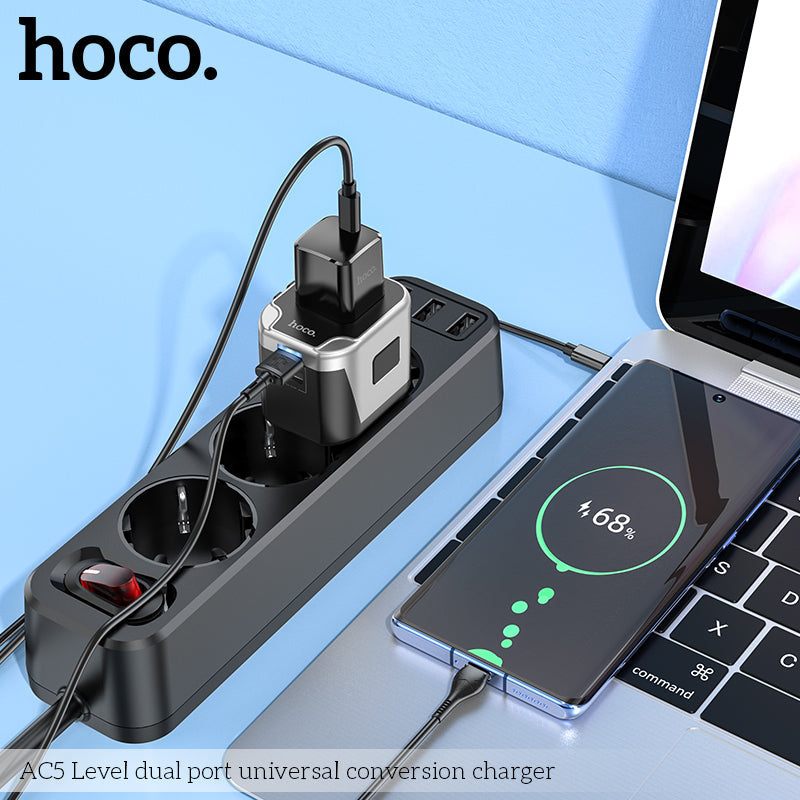 HOCO universal dual port conversion charger adapter