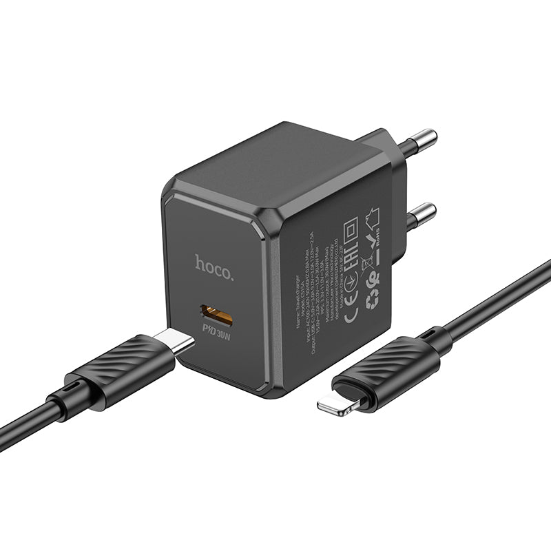 HOCO Ocean single port 30WATT charger set(C to lightning)(EU)